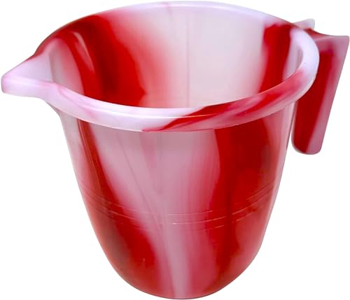 Plastic Water Jug with Handle Assorted Colours Jugs 1.5 Litre Spout Kitchen Plastic Mugs for Bathroom, Hair Washing Jug HTUK (1X Red)