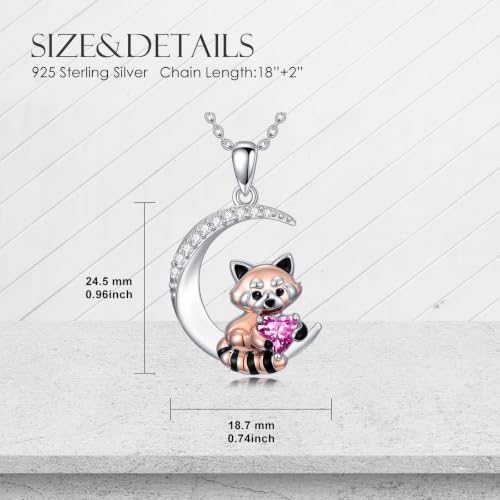 Image of PROESS Animal Birthstone Necklace 925 Sterling Silver Otter /Axolotl /Hippo /Elephant /Dachshund /Monkey /Red Panda Pendant Necklace Animal Birthstone Jewelry Gifts for Women