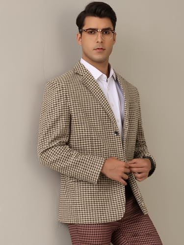 Lars Amadeus Houndstooth Blazer for Men's Classic Fit Business Two Button Plaid Sports Coat2