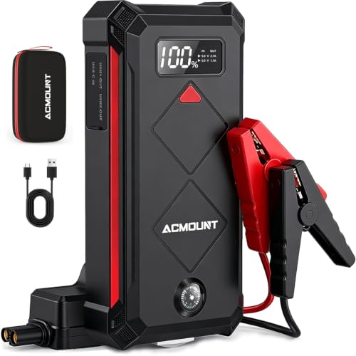 Acmount P100 Car Jump Starter, 5000A Peak Lithium Jump Starter Battery Pack for Up to 10.0L Gas or...