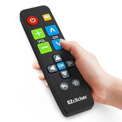 EZclicker Big Button Universal TV Remote (Black) Simple Easy to Use, Great for Seniors, Works with Major TV Brands (2xAAA Batteries Not Included)