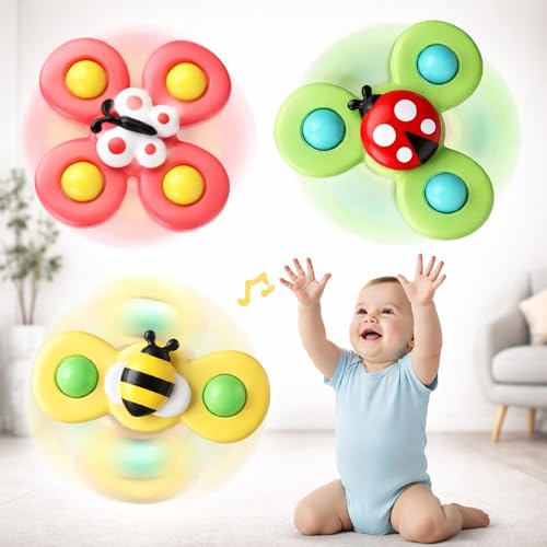 Image of NHR Baby Suction Cup Spinner Toys Set, Three Piece Bath Fidget Rattles