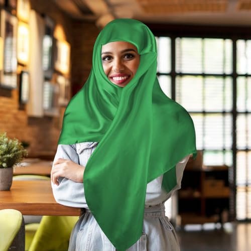 JIEYAO 35" Square Head Scarf for Women, Large Silk Hair Bandana, Solid Color Head Scarves Sleeping Head Wraps for Women3