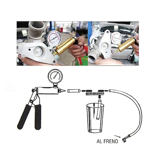 Bomba de vacío manual, kit de herramientas para sangrado de frenos con manómetro de presión de aluminio, para servicio de aire acondicionado miniatura 4