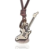 COOSTUFF ANNA Leather Necklace with Guitar Pendant Rock Punk Jewelry Long Necklaces for Men Women