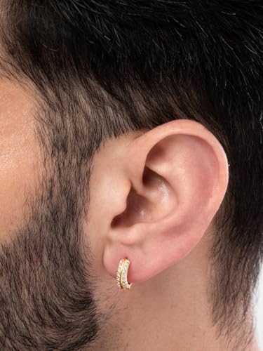 Image of ORIONZ Hoop Earrings for Men & Boys (1 Piece) - 925 Sterling Silver - Gift for Birthday Anniversary - 18k Gold Plated Jewellery - Men Fashion