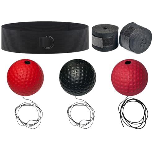 Bola de Boxeo Conjunto para Niños - Bola de Boxeo con Banda, Equipo de Boxeo Adulto con Correa ajustable, Bola de Boxeo reflejo para mejorar el campo principiante