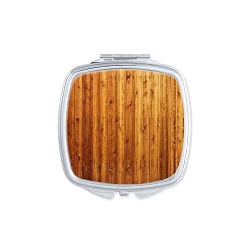 Miroir de poche compact carré texture bois orange pour éviter les miroirs cassés