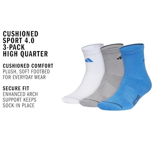 Image of adidas Cushioned Sport High Quarter Socks 3-Pairs Durable & Comfortable