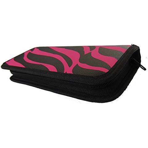 PROFESSIONAL HAIRDRESSING HAIR CUTTING CASE BARBER SALON TWO SCISSORS POUCH PINK ZEBRA Cover