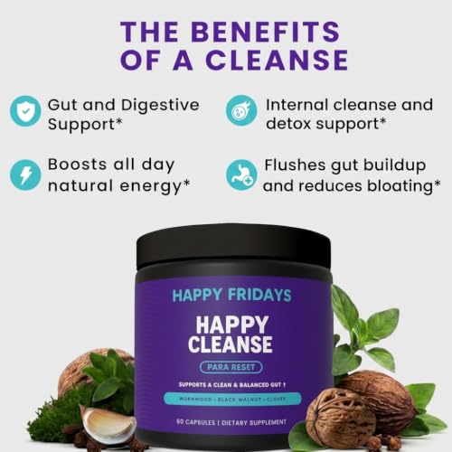 Image of Parasite Cleanse for Humans - Wormwood Black Walnut Clove Cleanse for Humans, Digestive Support & Gut Health, with Garlic and Oregano Leaf - - Vegan, Non-GMO Capsules - for Adults