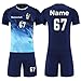 Produktbild HDSD Personalisiertes Fussball Trikot Kinder Erwachsene Shirt & Shorts Set mit Nummer Name Team Logo Fußball Trikots (Saphirblau)