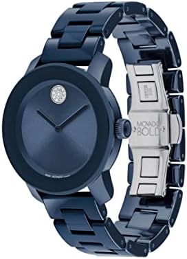 Movado Relógio feminino arrojado de quartzo suíço de aço