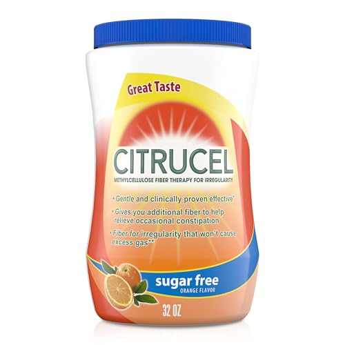 CITRUCEL Sugar Free Fiber Powder for Occasional Constipation Relief Methylcellulose Fiber Powder Orange Flavor - 32 Ounces