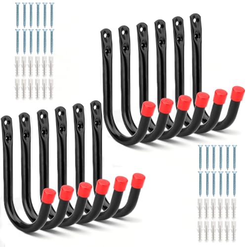 Naikozmo 12 Pack Heavy Duty Steel Garage Storage Hooks, 3.5Inch Wall Mounted J Utility Hanger, Holds Up to 50LB
