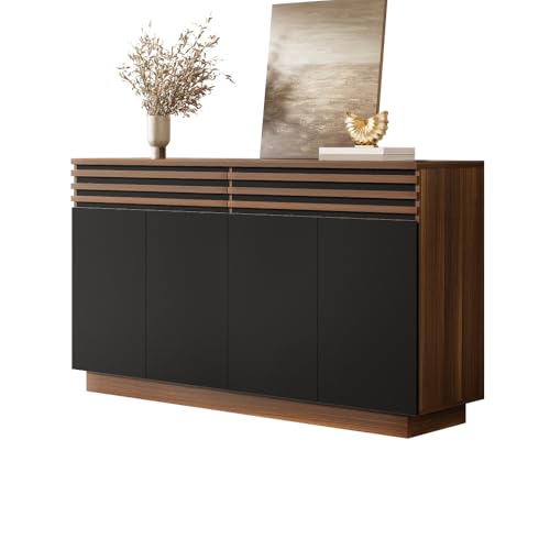 I0I&I0I Aparador con aspecto de madera, armario de almacenamiento con puertas, cajones, almacenamiento versátil, muebles para salón, comedor, cocina