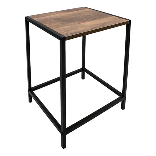 Spetebo Table d'appoint en bois avec structure en métal noir – 32 x 28 cm – Table basse carrée avec plateau de table aspect bois – Table de salon,...