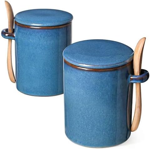 LE TAUCI Azucarero con tapa y cuchara, cuenco de azúcar de cerámica, tarro de azúcar para cocina, barra de café, encimera, recipiente de sal de 12