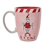 Department 56 Dr. Seuss Grinch by Studio Brands Merry Grinchmas Large Coffee Mug, Collectible Grinch Christmas Gift Home Decor Kitchen Tea Cup, Microwave and Dishwasher Safe Stoneware, 16 Oz, Pink