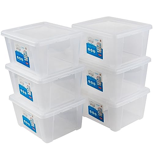 Pack de 6 cajas con tapa de 2 L, 19 x 16 x 10 cm, transparentes