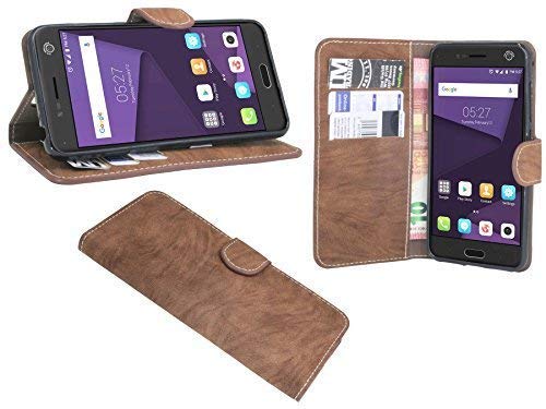 Energmix Buchtasche kompatibel mit ZTE Blade V8 Hülle Hülle Tasche Wallet BookStyle mit Standfunktion in Braun