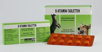 Selectavet B-VITAMIN-TABLETTEN | 100 Tabletten | Ergänzungsfuttermittel für Hunde und Katzen | B-Vitamine für Mangelsituationen wie Hungerzustände und Verdauungsstörungen