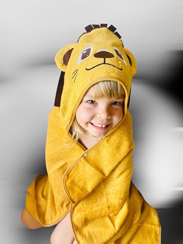 Image of Baby & Toddler Lion Hooded Bath Towel | Ultra Soft, High Absorbency, Bathrobe Blanket, Great Gift for Boys and Girls