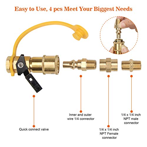 COITEK-14-RV-Propane-Quick-Connect-4Pcs-Brass-Natural-Gas-14-Quick-Connect-Shutoff-Valve-for-Propane-Hose-Full-Flow-Plug-14-x-14-RV-Propane-Connecting-Adapter-for-Motorhome-Grill-Gas-Stove