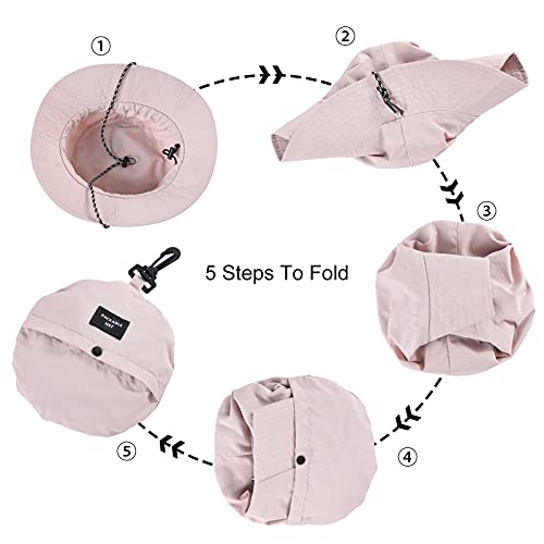 Feicui Men Women Outdoor Bucket Hat Quick Dry Packable Boonie Hat Uv Protection Sun Hat (Pink) #TOP5