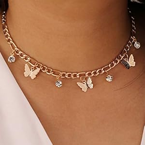 Handcess Boho kristallen halskettingen goud vlinder choker punk kwast halsketting ketting voor vrouwen en meisjes