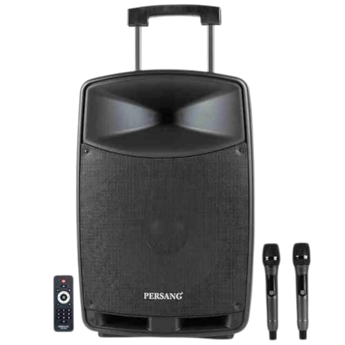Image of PERSANG Octane 9 Premium Singing Trolley Speaker (15) 38.10 cms | 800W Peak Power | 2X UHF Wireless Mic | Upto 6 Hours Playtime | 38.1 cm Driver, Bluetooth, Aux, USB, SD Card & FM