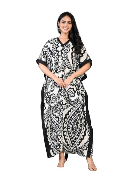 ShrI Ganesh Impex Maxi Kaftan for Women, Pure Cotton Nighty, Loungewear Kaftan | Hand Block Printed Women Nighty | Free Size DESINGER LONG KAFTAN-image-6