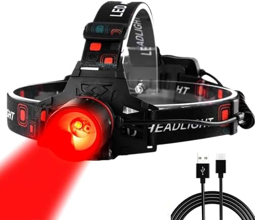 LUXNOVAQ Red Light Headlamp for Hunting, LED Rechargeable Headlight