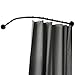 XJZKA Regulowany wysuwany karnisz ze stali nierdzewnej, zakrzywiony drążek prysznicowy karnisz do zasłon w tym okucia srebrzyste A, czarne - c