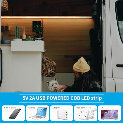 Tira LED COB USB 5V 3m Blanco Natural 4000K Regulable miniatura 4