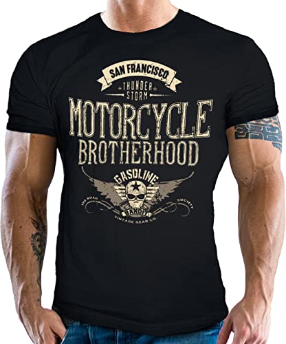 GASOLINE BANDIT Biker Racer T-Shirt - Motorcycle Brotherhood, czarny, L
