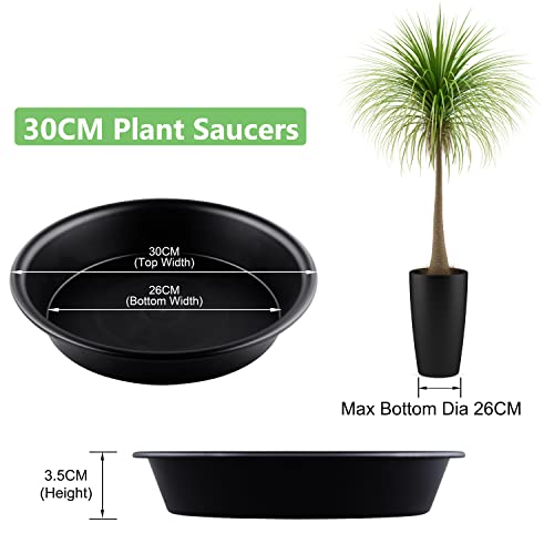 GAKUMXL Plant Saucer 15 20 27 30 cm 3 Pack plant tray Heavy Duty Sturdy Durable Thicker Plastic Plant Drip Trays for Indoor Outdoor Garden (30 cm - Image 2