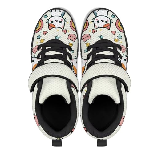 Kids Tennis Shoes Breathable Running Shoes Walking Shoes Fashion Sneakers for Boys and Girls Cute Cat Rainbow Pattern 5
