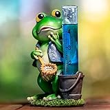 Simply HUE Cute and Mischievous Frog Rain Guage for Yard - Colorful Outdoor Garden Decor Figurine...