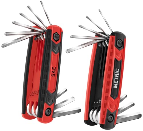 DIYSELF 17 PCS Folding Allen Wrench Set Metric & SAE