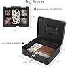 Cash Box with Lock and Money Tray Metal Money Box Large Cash Lock Box for Money 9.84 x 7.87 x 3.54 Black