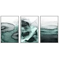SIGNWIN 3 Piece Framed Canvas Wall Art Abstract Watercolor Painting Canvas Prints Home Artwork Decoration for Living Room,Bedroom - 16