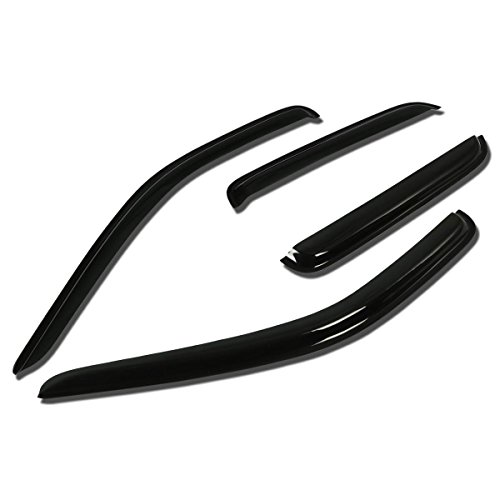Auto Dynasty 4pcs Tape-On Window Visor Deflector Rain Guard Compatible with Dodge Dakota Quad Cab 2005-2010, Acrylic