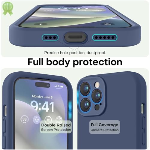 Image of LOVE 3000 Designed for iPhone 14 Pro Max Case, Premium Silicone with [Soft Anti-Scratch Microfiber Lining] Shockproof Protective Phone Case for Men Women Girls 6.7 inch, Navy Blue
