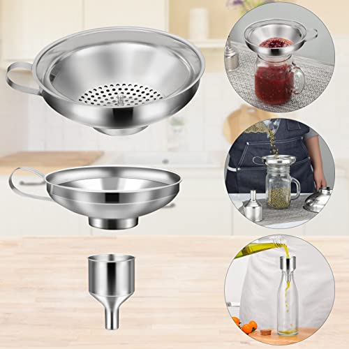 HAUSPROFI Edelstahl Trichterset 7-teilig mit Einmachgläser Heber & Filter - 3 Größen Küchentrichter Set für Marmelade, Einmachen, Öl, Gewürze - Spülmaschinenfest