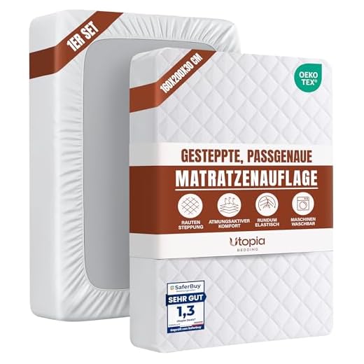 Utopia Bedding Gesteppte Matratzenauflage 160 x 200 cm - Weich Mikrofaser Matratzen Topper - Höhe bis 30 cm mit Spannumrandung - Matratzenschoner Unterbett auch für Boxspring-Betten(160 x 200 + 30 cm)