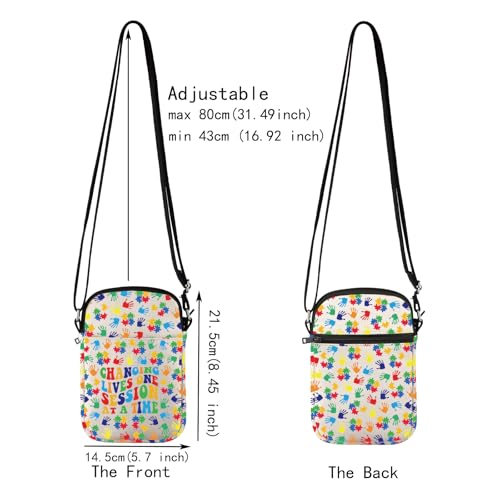 JXGZSO Autism Awareness Gift Changing Lives One Session At A Time Crossbody Bag ABA SLP OT Therapist Gift2