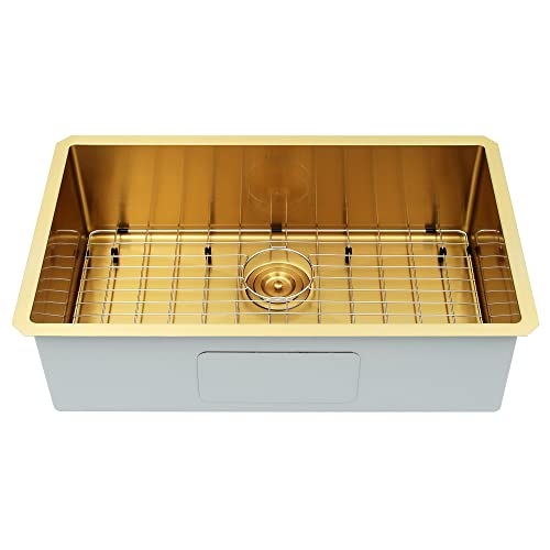 Lonsince Undermount Kitchen Sink 30 X 18 Inch,Single Bowl Kitchen Sink Undermount,Gold Kitchen Sink,Undermount Stainless Steel Kitchen Sink #TOP2