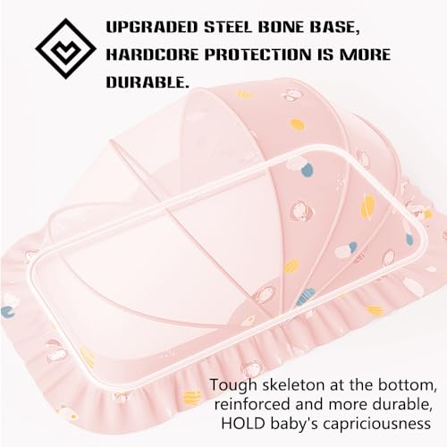 Image of Mosquito Nets for Baby Cribs, Portable Folding Mosquito Net for Stroller, 0-3 Years Kids Travel & Sleep Mosquito Mesh Cover,Baby Crib(Pink, 47 inchx24 inchx26 inch)