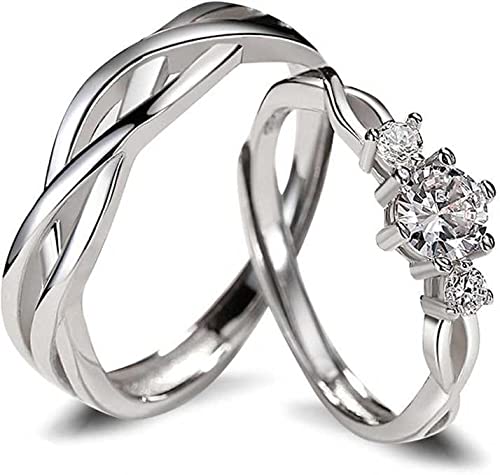 MEENAZ CZ Valentine American diamond Adjustable Heart Love Ring Combo set Platinum Silver propose AD Couples 2 Finger Rings for girls women Couple girlfriend King Queen Gf BF lovers men boys (B09L7R8HGH) Amazon Price History, Amazon Price Tracker